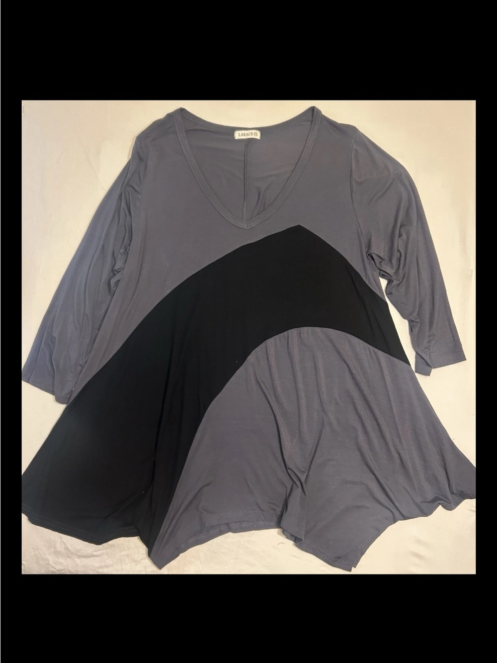 Lazaro Gray & Black Curved-Panel V-Neck Tunic